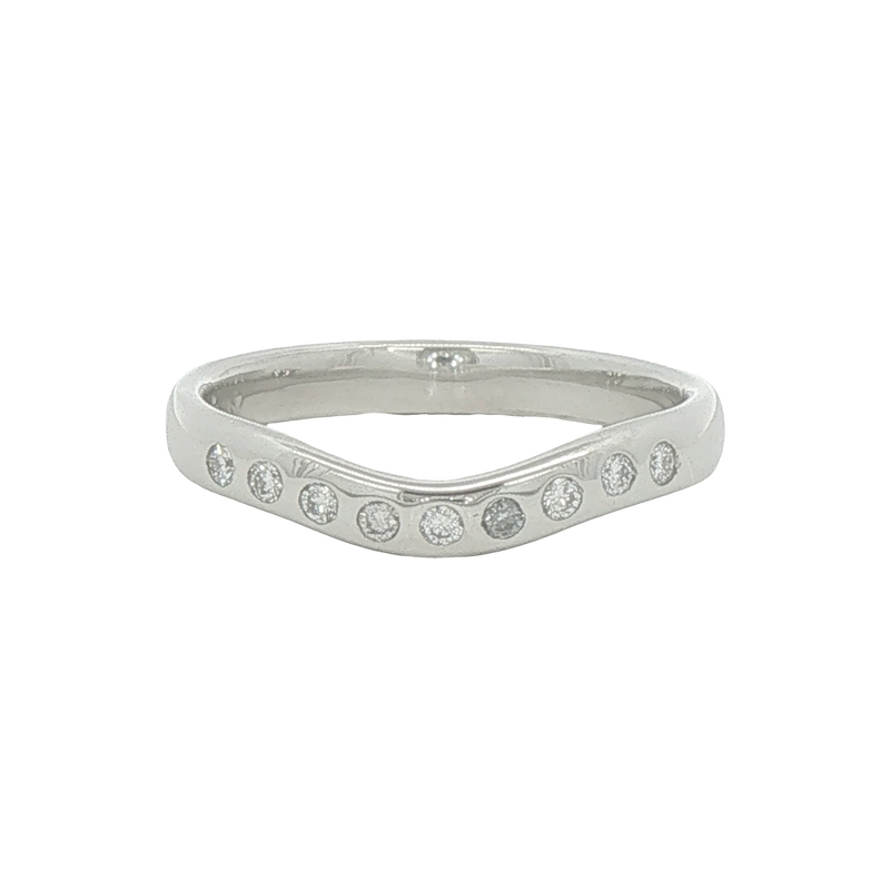 Platinum Contoured Diamond Wedding Band
