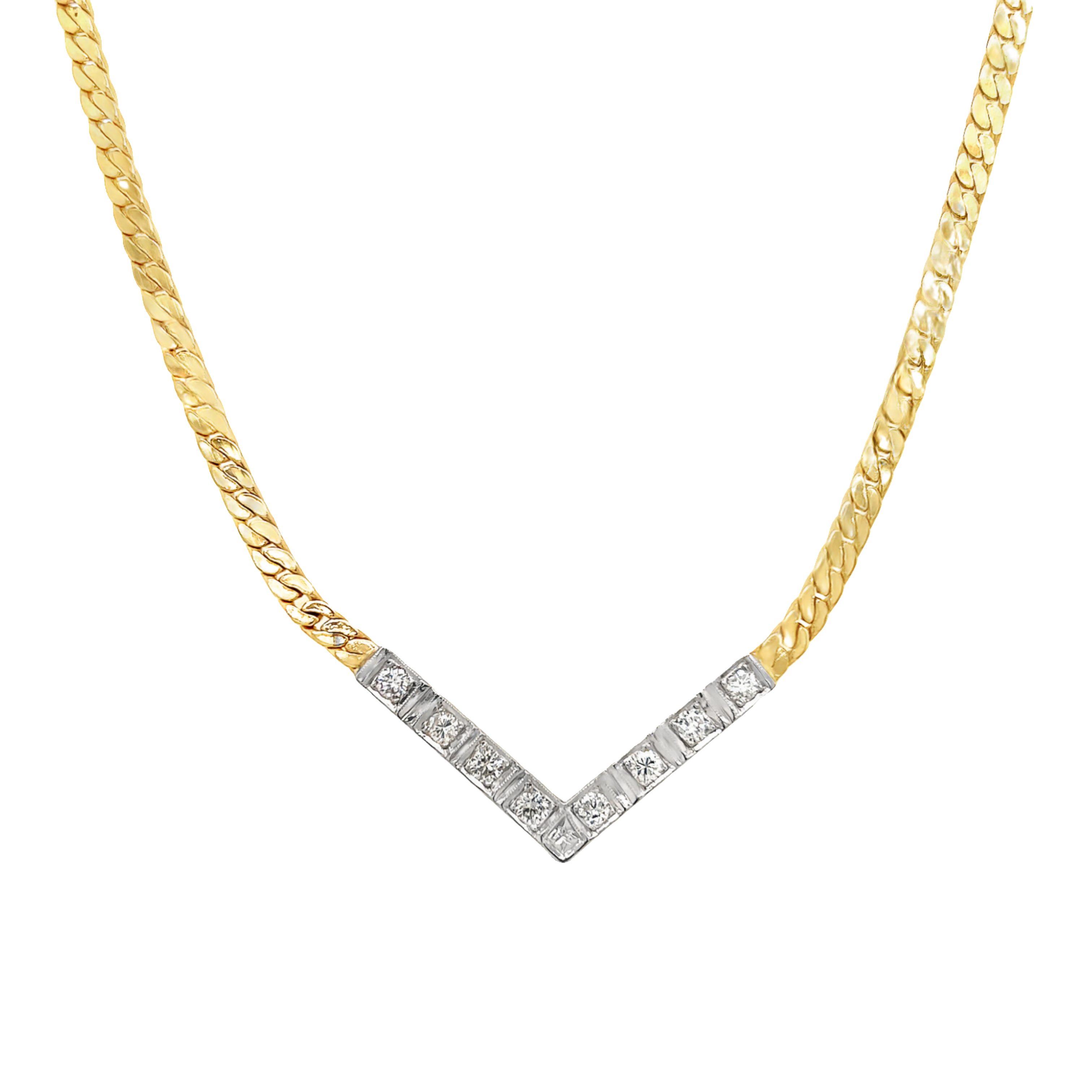 Yellow 14 Karat Necklace 10=1.00tw Round Brilliant G VS Diamonds