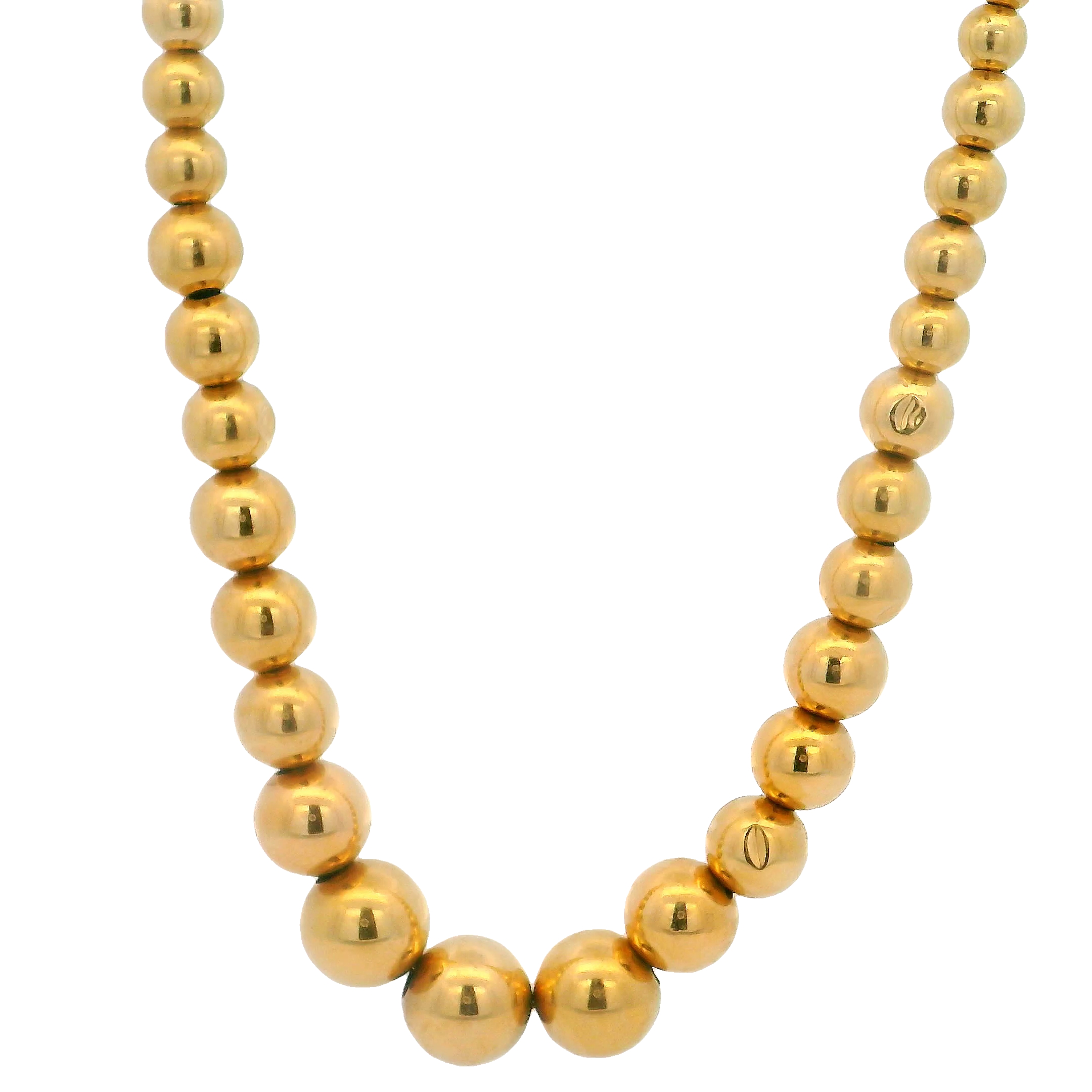 14k Yellow Gold Graduating Bead Necklace