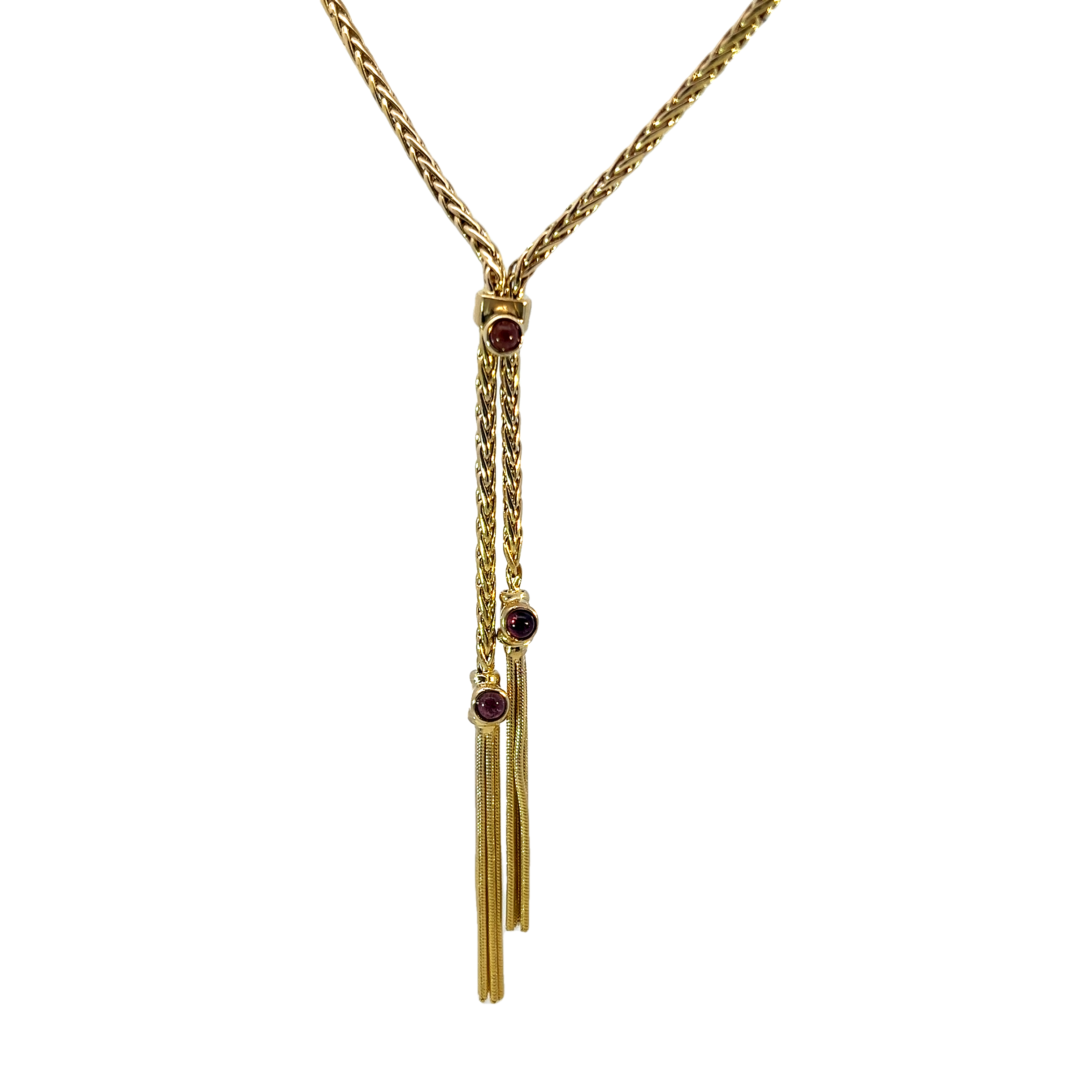 14k Yellow Gold Round Wheat Lariet Necklace