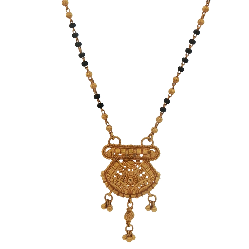 22k Yellow Gold Engraved Statement Necklace