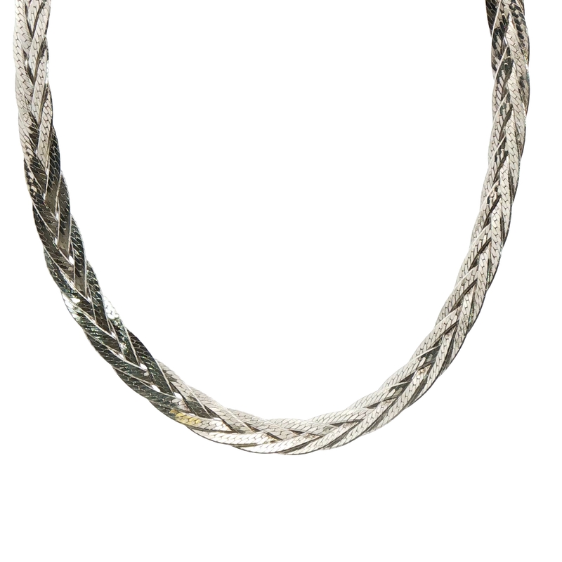 Sterling Silver Woven Herringbone Necklace