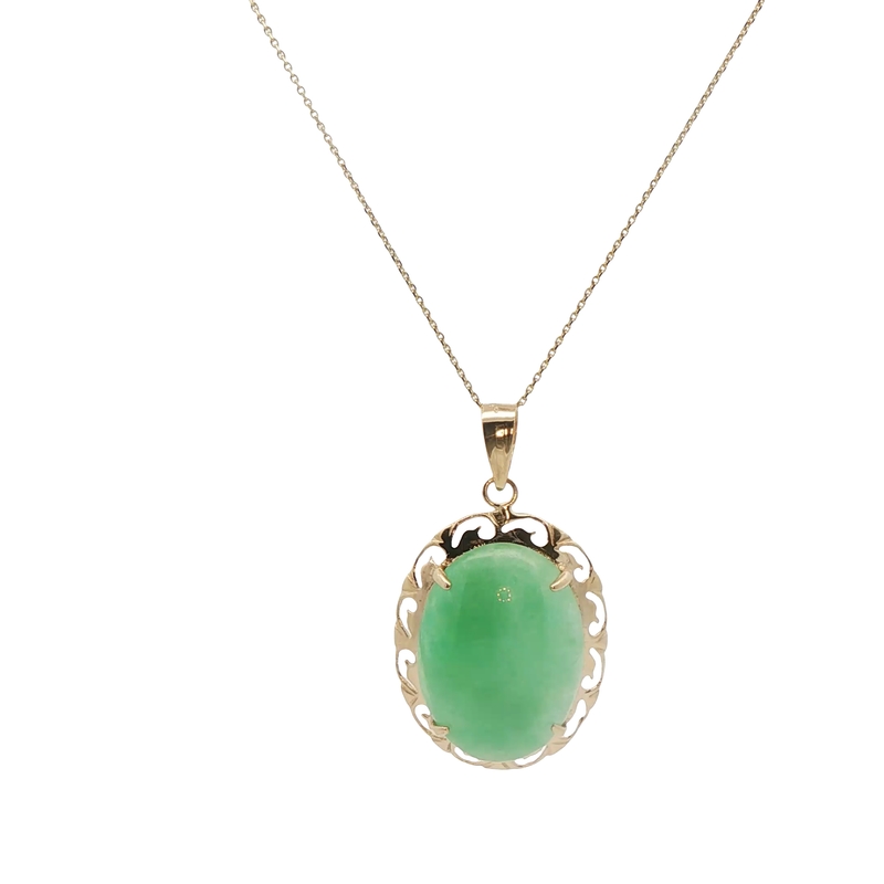14k Yellow Gold Jadeite Necklace