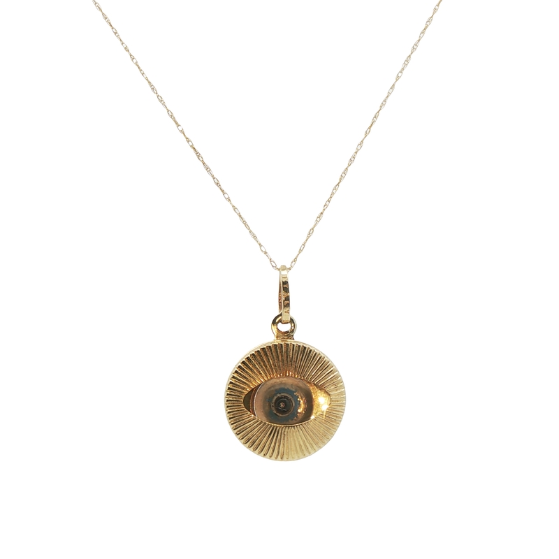 10k Yellow Gold Evil Eye Necklace