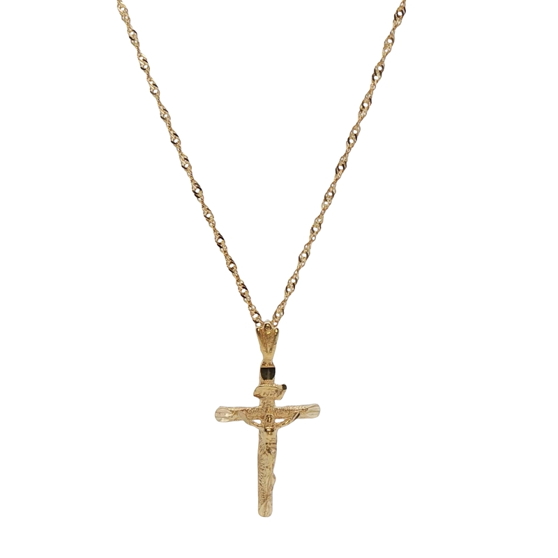 14k Yellow Gold Cross Necklace