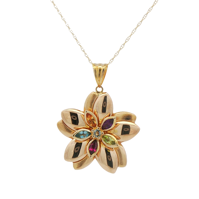 14k Yellow Gold Flower Pendant