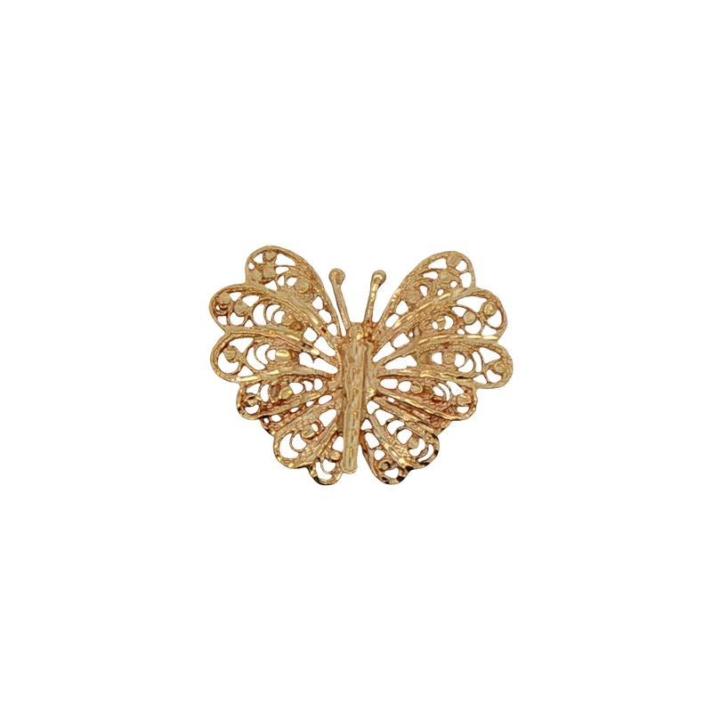 14k Yellow Gold Filigree Butterfly Pendant