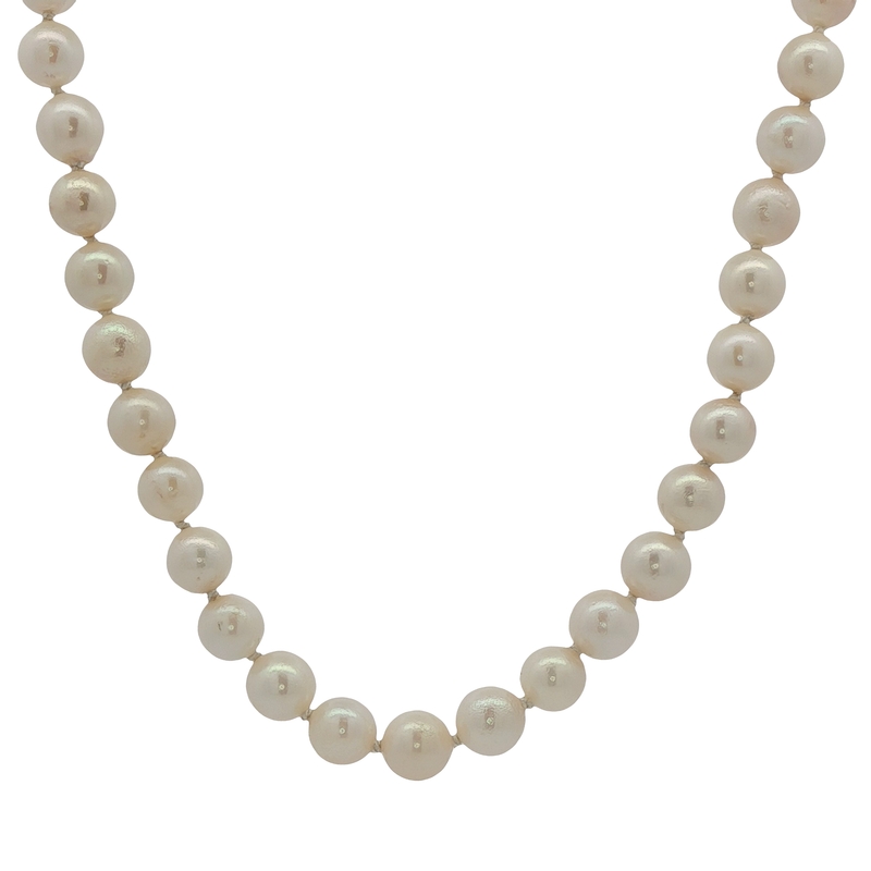 14k Yellow Gold Single Strand Pearl Necklace