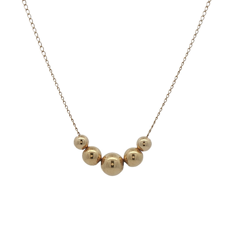 14k Yellow Gold Graduated Bead Necklace