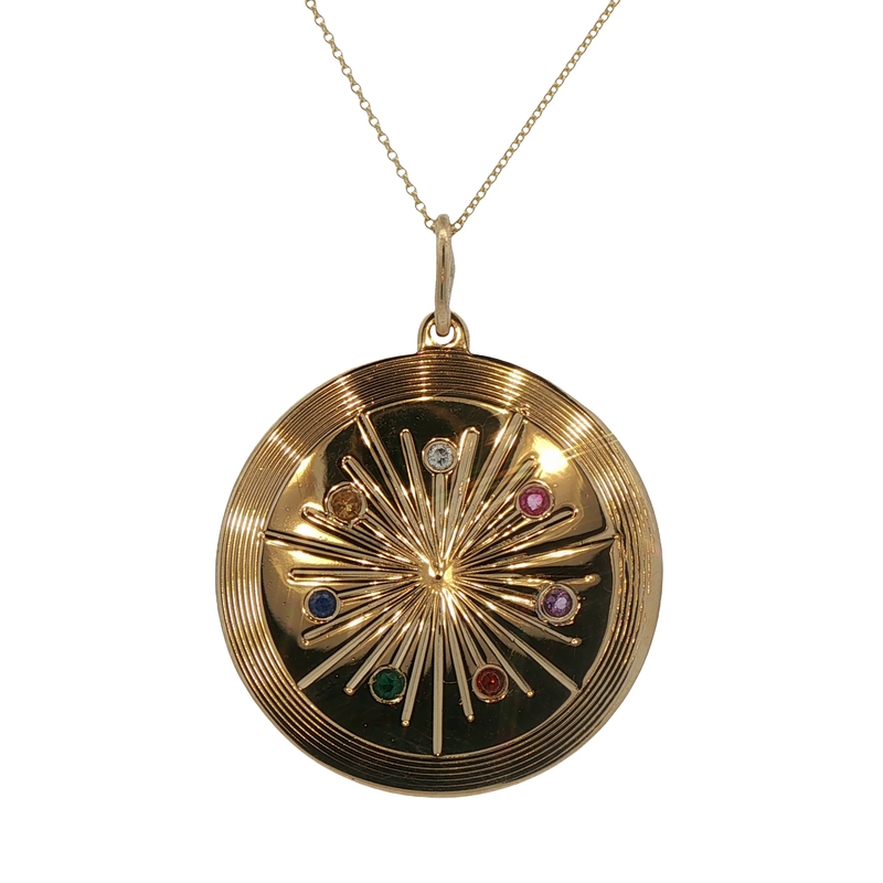 14k Yellow Gold Medallion Gemstone Pendant
