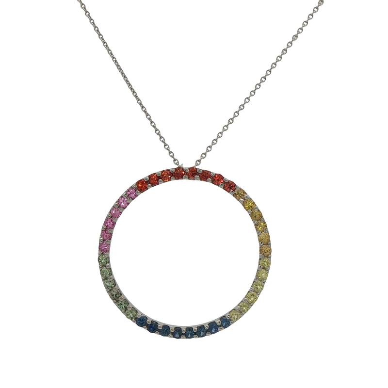 14k White Gold Multi-colored Pendant