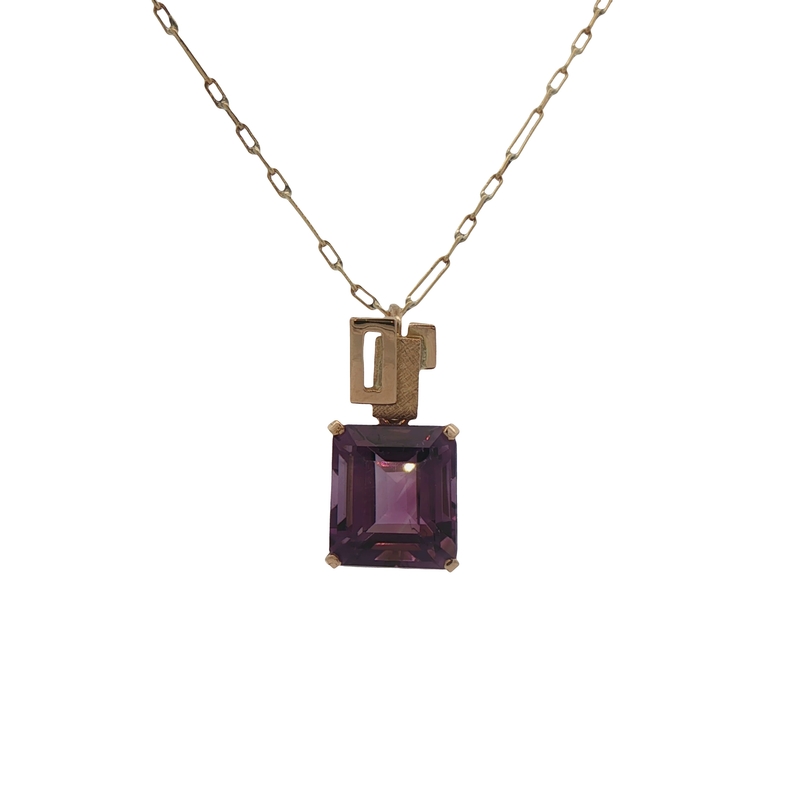 14k Yellow Gold Amethyst Necklace