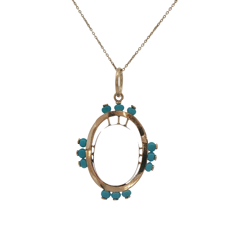 18k Yellow Gold Turquoise Pendant