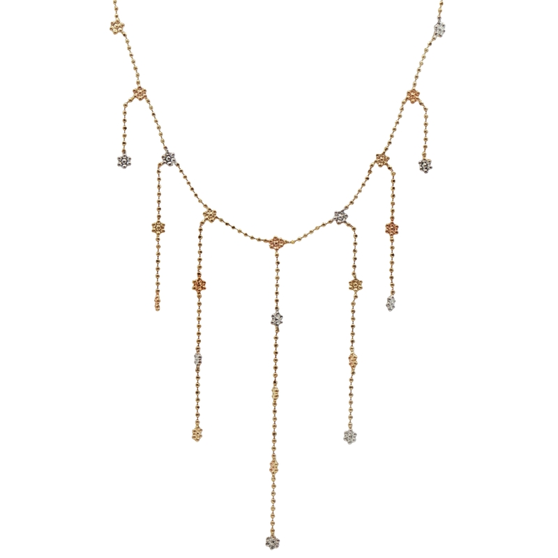 14k Tri-tone Chandalier Necklace