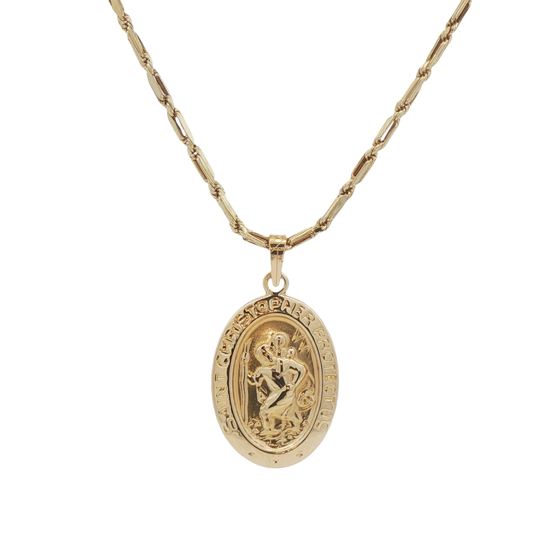 14k Yellow Gold St. Christopher Pendant Necklace