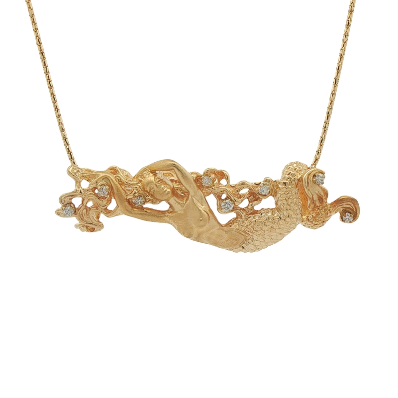 14k Yellow Gold Mermaid Pendant