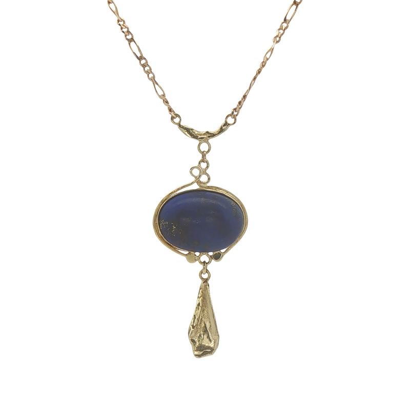 14k Yellow Gold Lapis Necklace