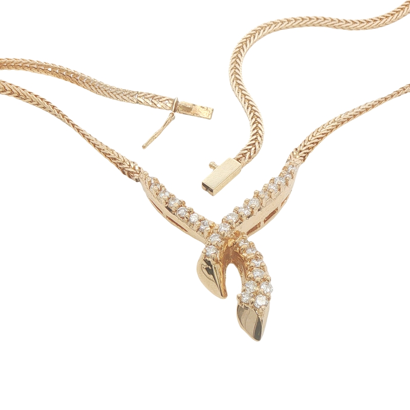 14k Yellow Gold Diamond Lariat Necklace