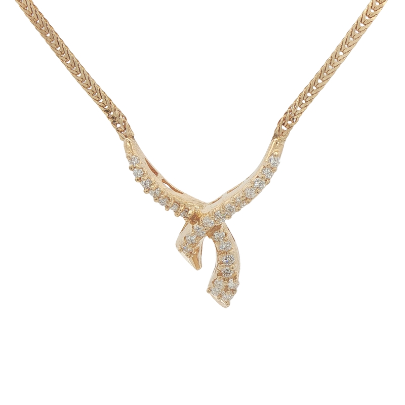 14k Yellow Gold Diamond Lariat Necklace
