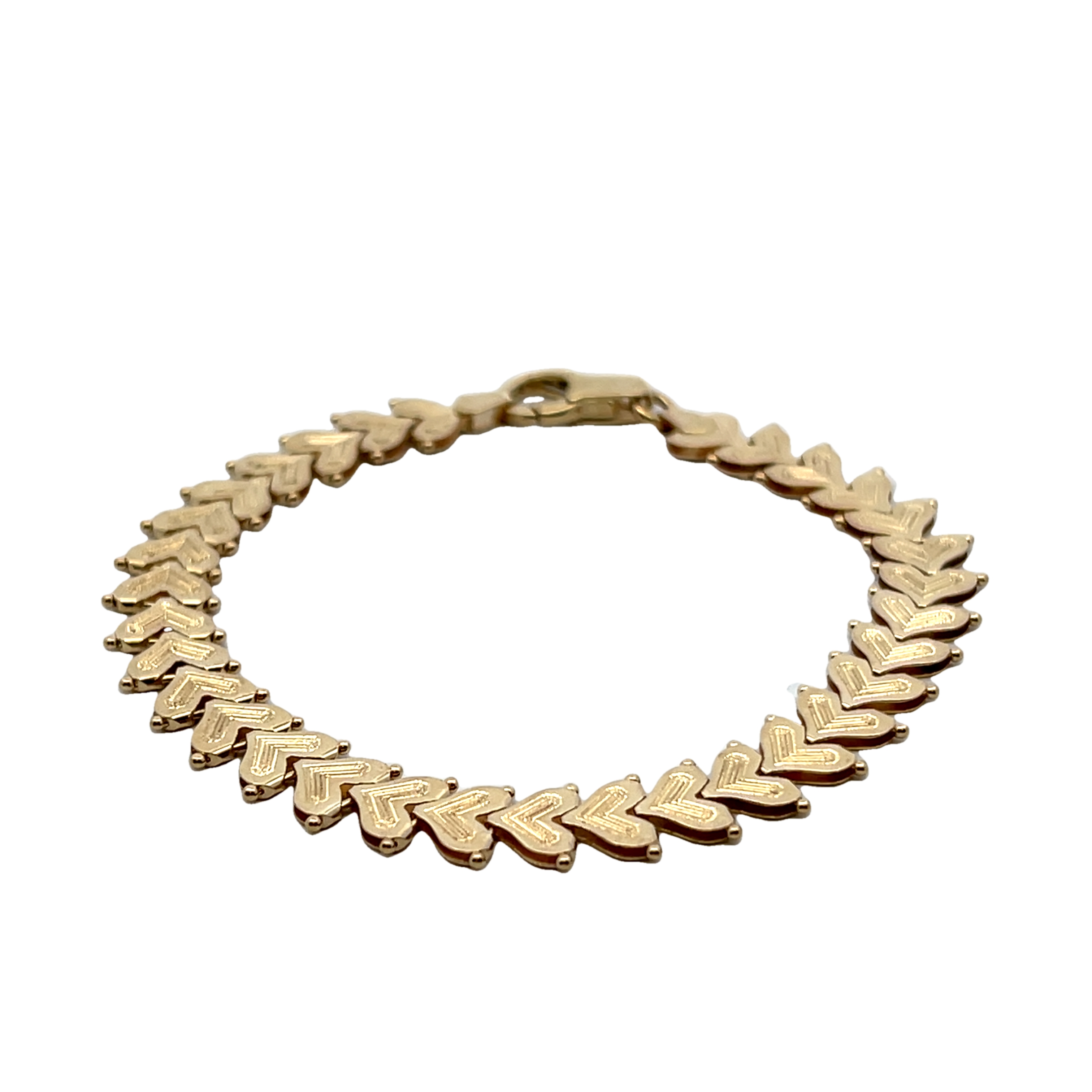 14k Yellow Gold Heart Shaped Link Bracelet