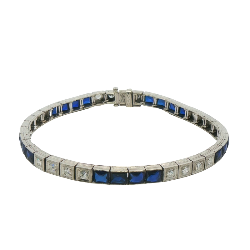 Diamond And Sapphire Tennis Bracelet
