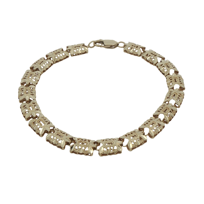 14k Yellow Gold Filigree Link Bracelet