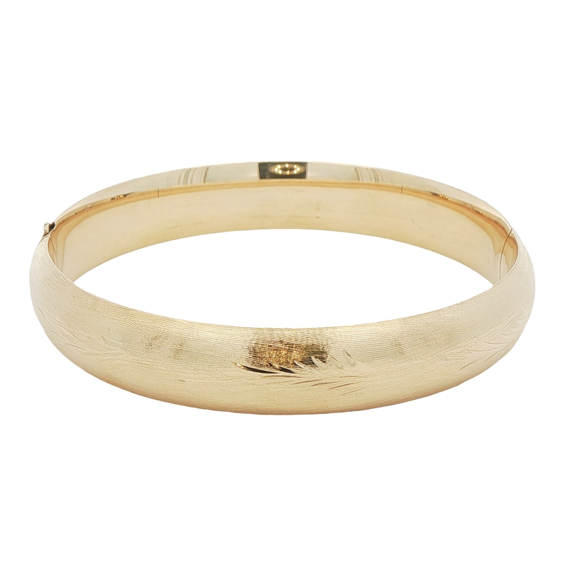 14k Yellow Gold Engraved Bangle Bracelet