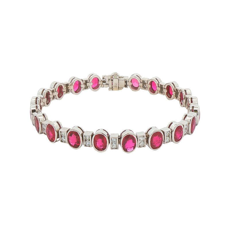 14k White Gold Ruby And Diamond Bracelet