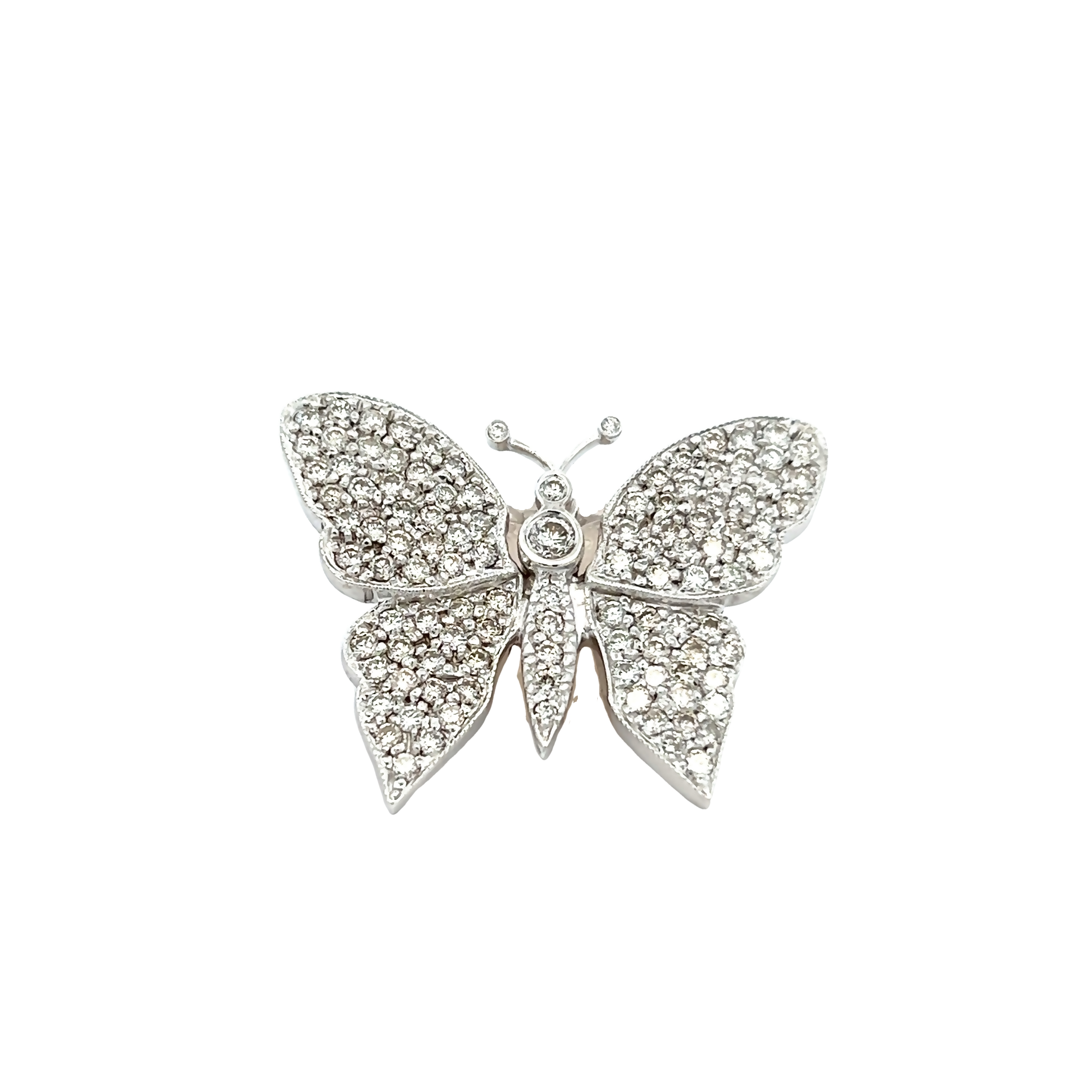 18k White Gold Diamond Butterfly Pin