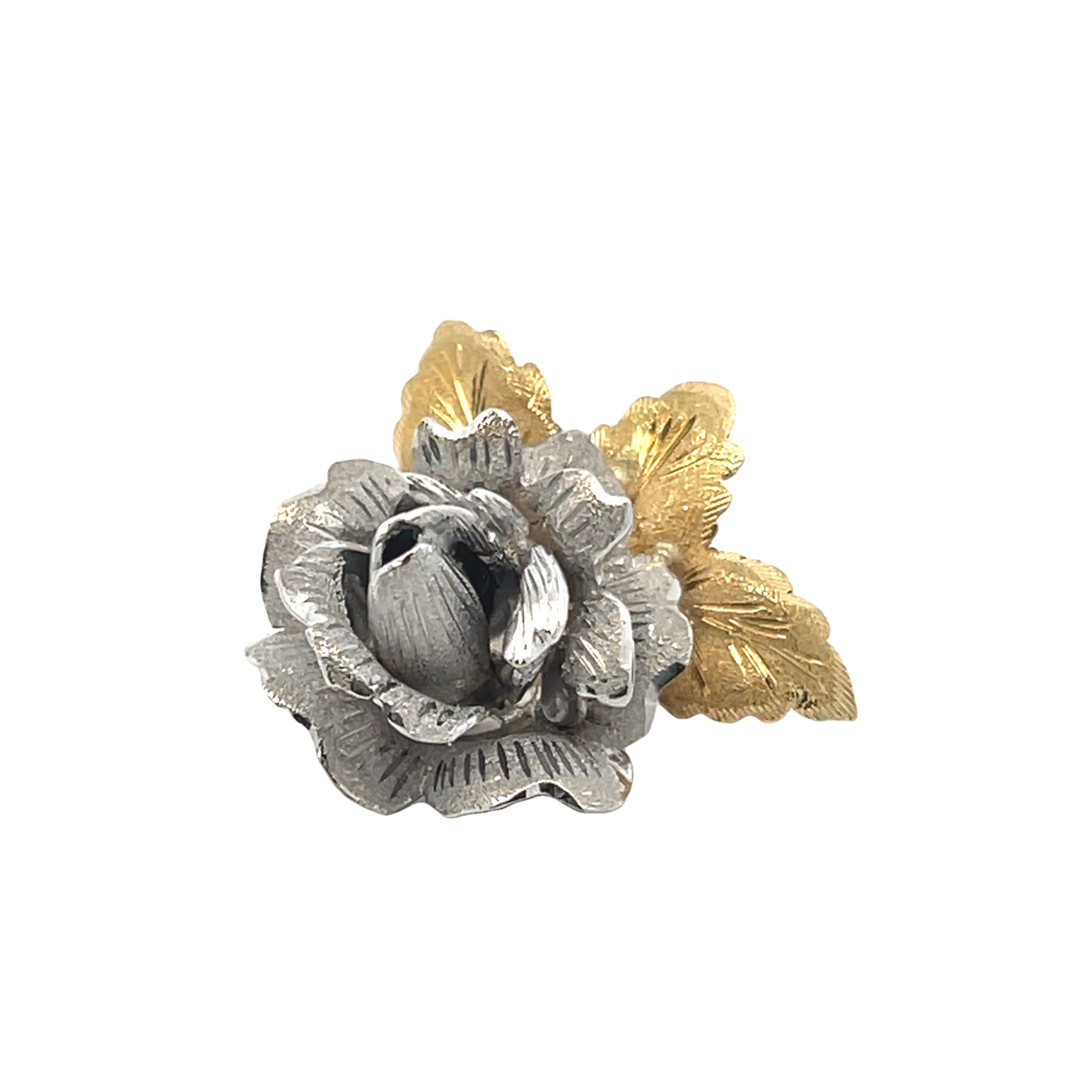 18k Two-toned Gold Flower Pin