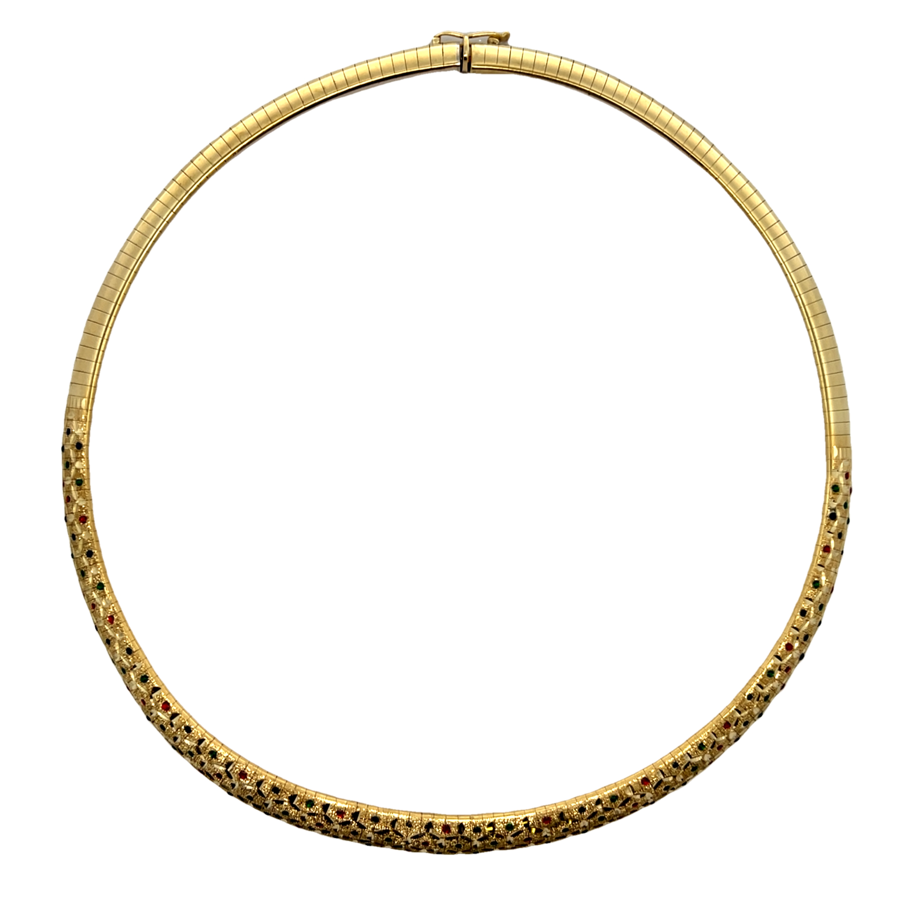 14k Graduated Omega Gemstone Necklace