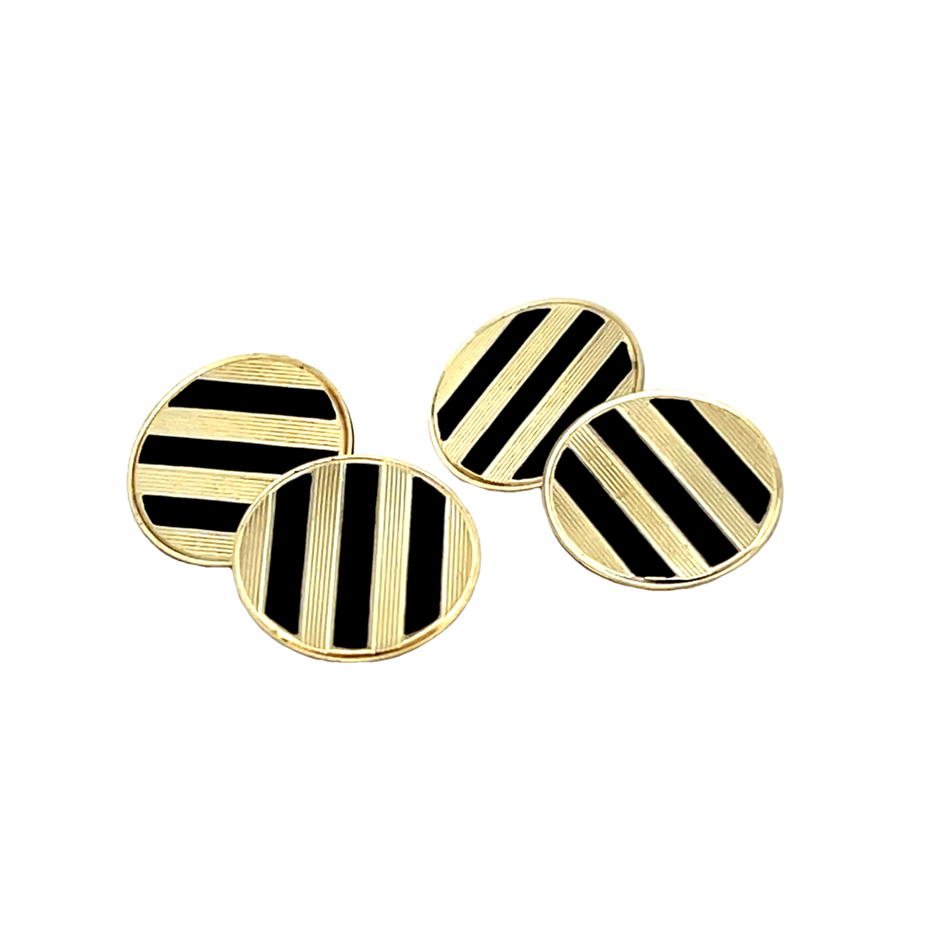 14k Yellow Gold Black Enamelled Cufflinks