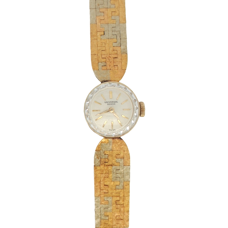 Vintage Tri-colored Universal Geneve Wrist Watch