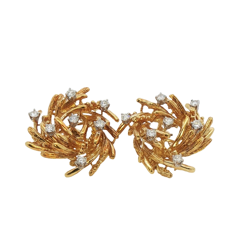 18k Yellow Gold Freeform Earrings