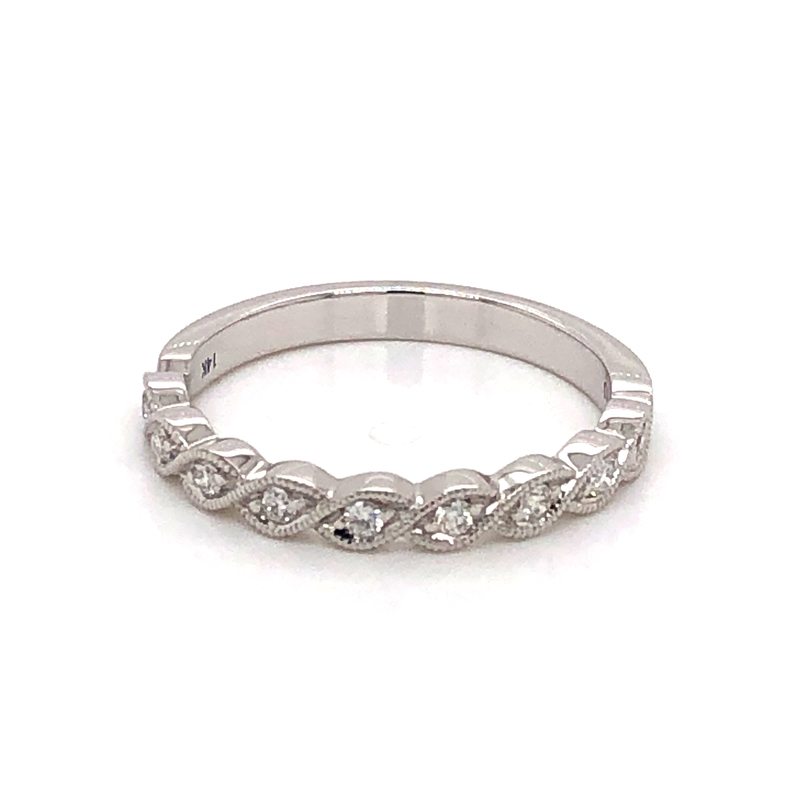 14 Karat White Gold Band With 9=0.12TW Round Brilliant G VS Diamonds