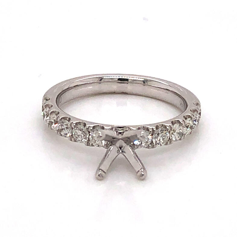 14 Karat white gold semi-mount Ring With 10=0.72ctw Round Brilliant G VS Diamonds  2.5 dwt.