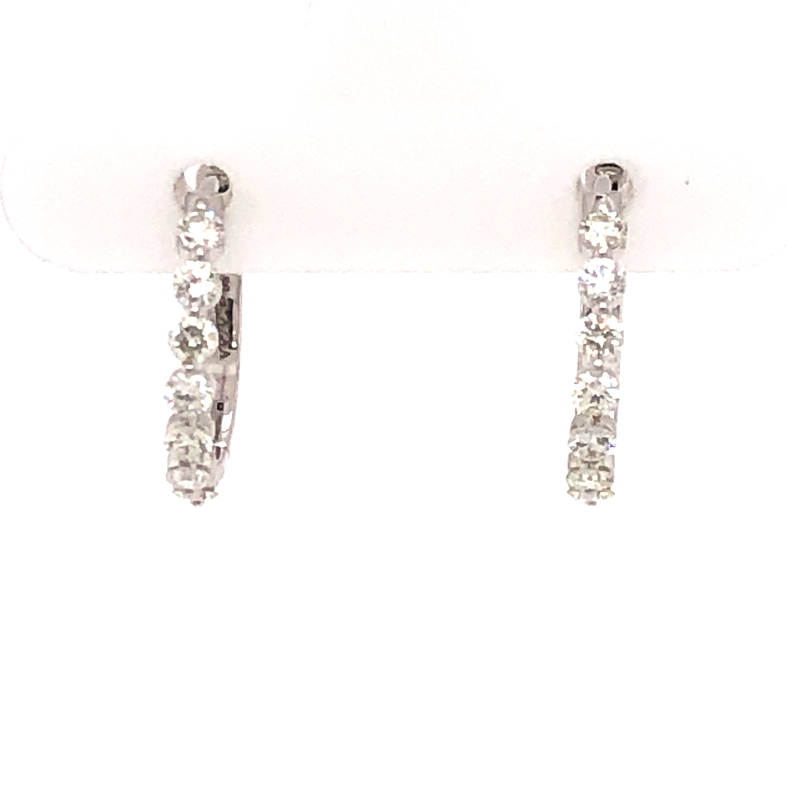 White 14 Karat Medium Hoop Earrings With 14=0.50Tw Round Brilliant G VS Diamonds
