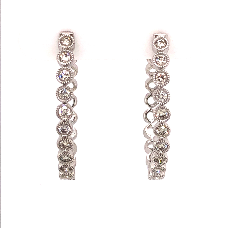 White 14 Karat Diamond Hoop Earrings With 22=0.75ctw Round Brilliant H SI Diamonds