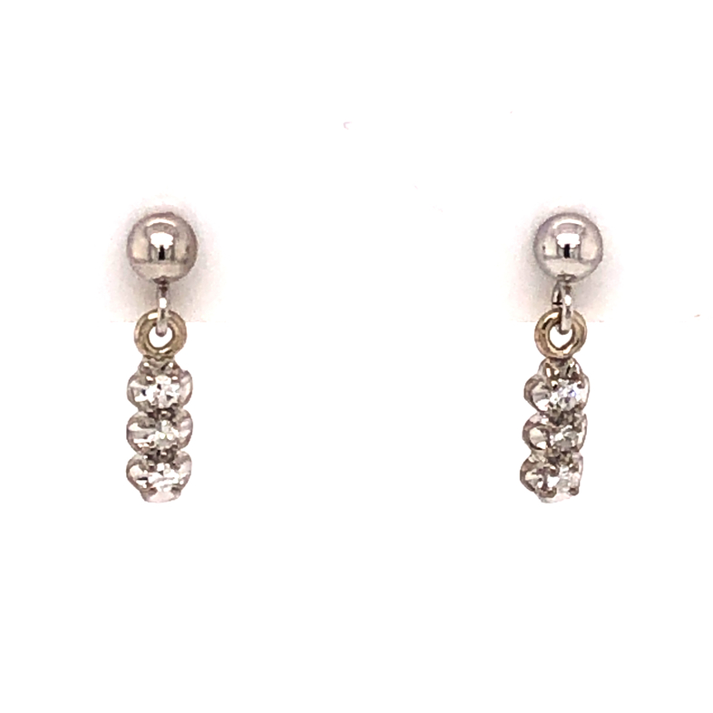 Lady s White 14 Karat Earrings With 6=0.10TW Single Cut G VS Diamonds