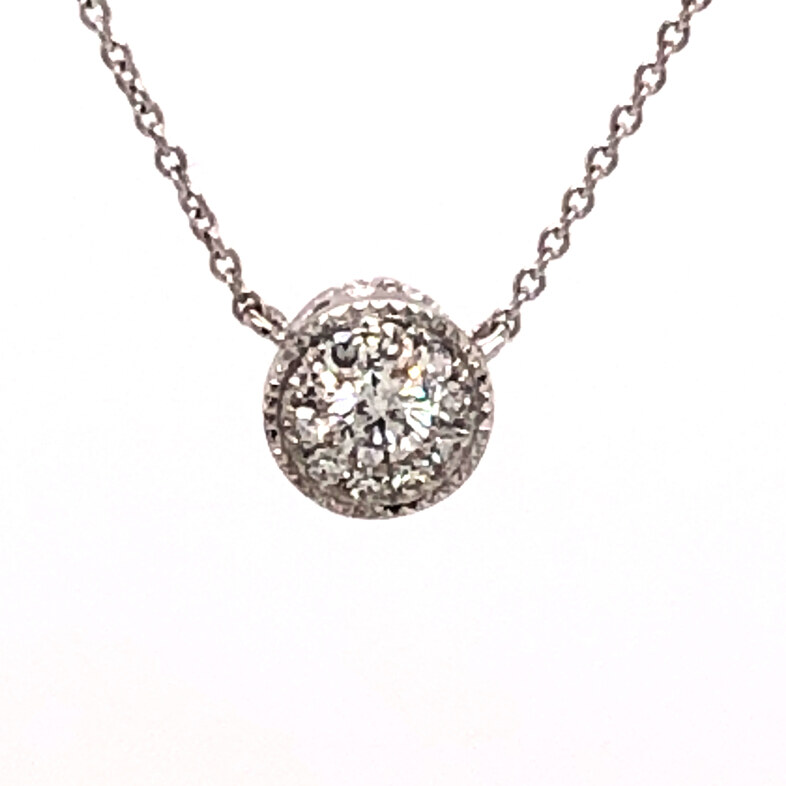 White 14K  Necklace Length 18" With 23=0.20Tw Round G VS Diamonds