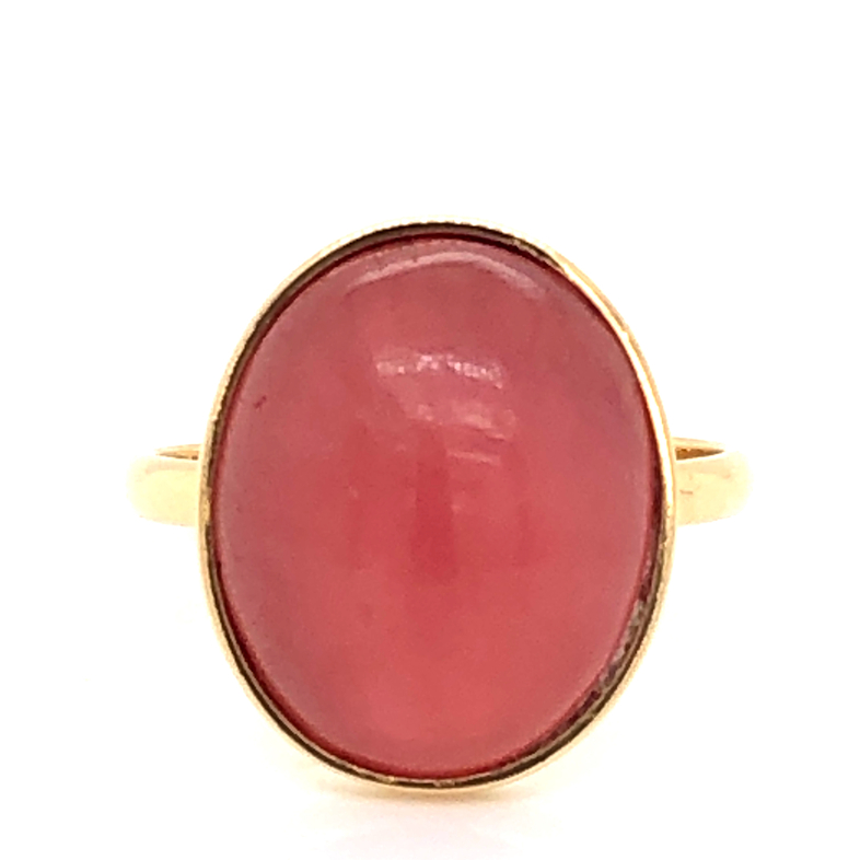Lady s Yellow 18 Karat Bezel Fashion Ring Size 6.5 With One 14.50X11.90mm Oval Rhodonite  dwt: 2.6
