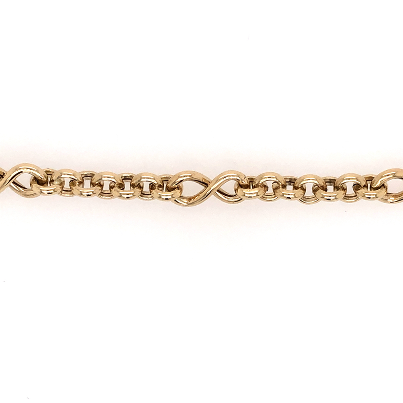 14 Karat Yellow Gold Alternating Rolo and Infinity Links 7.5"
