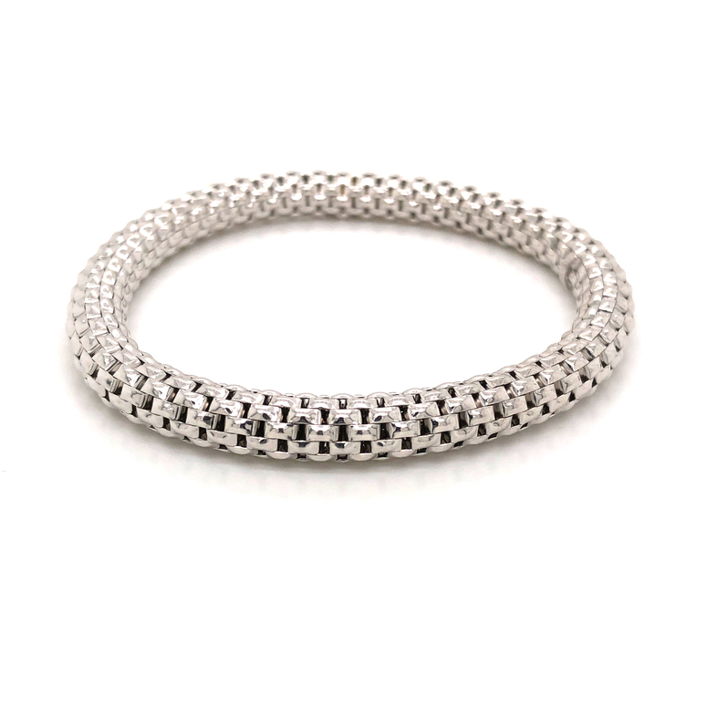 Sterling Silver Brick Link Stretch Bracelet