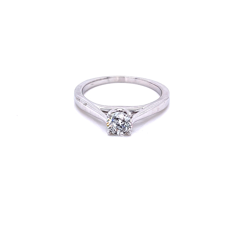 Platinum Ring with one 0.50ct Round Brilliant K I1 Diamond Style.