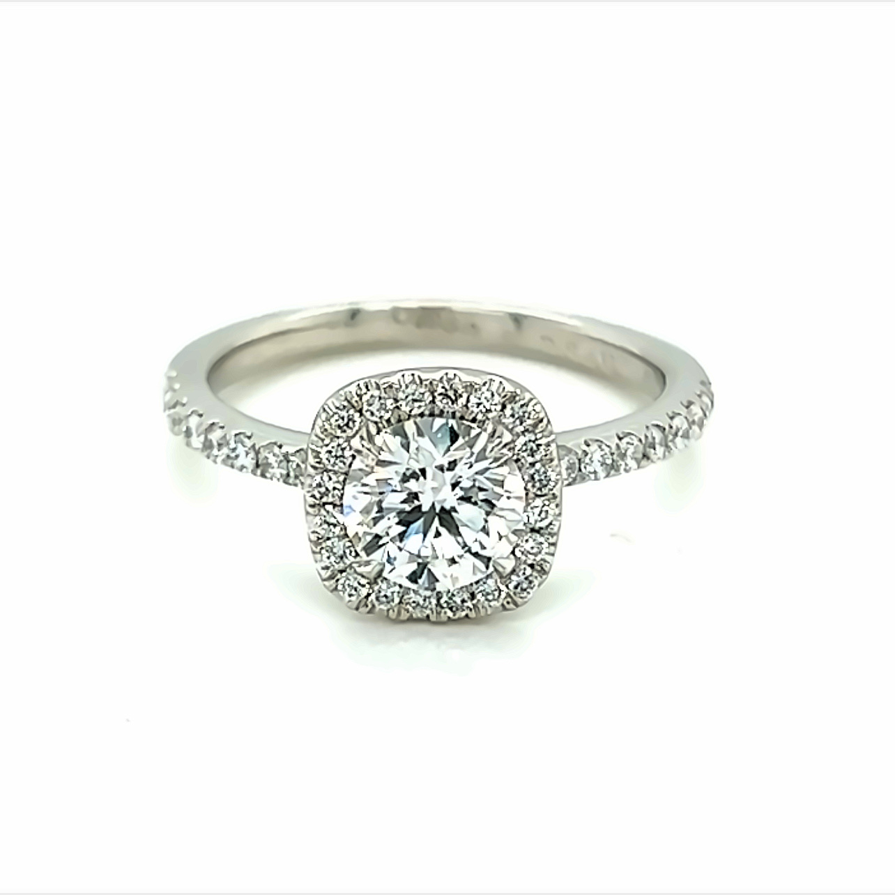 Platinum Engagement Ring With  One 0.93ct Brilliant Cut D SI1 Diamond GIA 17234407 And  36=0.34tw Round Brilliant F VS Diamonds.