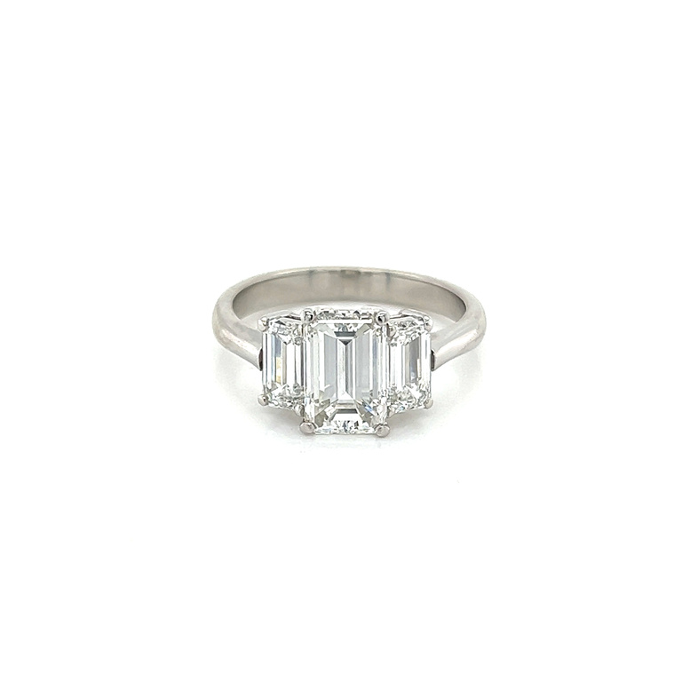 Platinum Ring set with One 2.01ct Emerald G VS2 Diamond  GIA 11530561 and   2=0.50tw Baguette F VS Diamonds