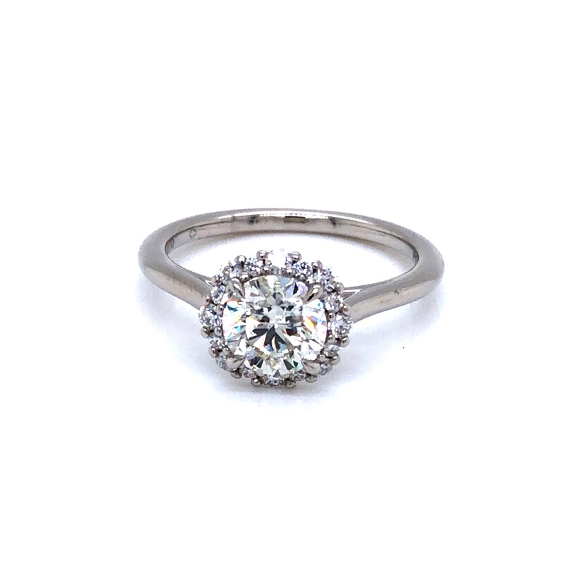 Platinum Engagement Ring With One 1.00CT Round Brilliant J VVS1 Diamond And 16=0.192TW Round Brilliant G/H SI2 Diamonds