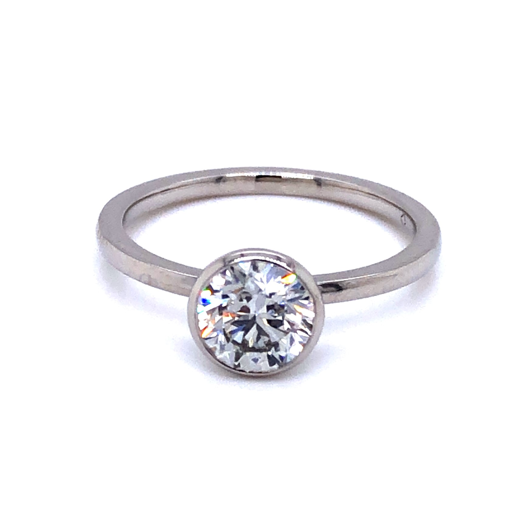 Platinum Engagement Ring  With One 1.01Ct Round Brilliant H SI2 Forevermark Diamond And 20=0.05Tw Round Brilliant G VS Diamonds