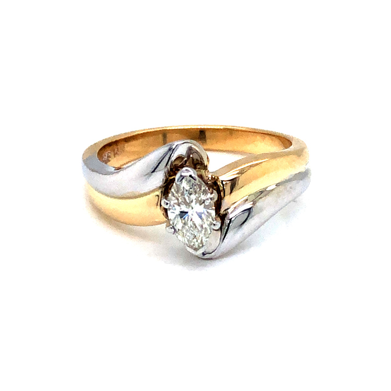 14 Karat yellow gold engagement ring set in white gold with one 1.00ct Radiant D SI2 Diamond  GIA 62226343236.