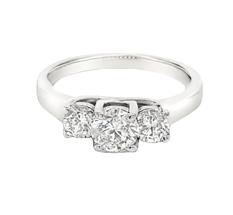 14 Karat white gold Ring And Platinum Trellis With One 0.50Ct Round Brilliant G I2 Diamond And 2=0.50Tw Round Brilliant G I2 Diamonds  dwt: 2.31
